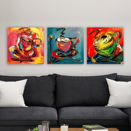 Wallity drprc6029 Conjunto de 3 Pinturas Decorativas en Lienzo Multicolor